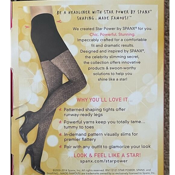 SPANX Star Power 2 Pair Center-Stage Shaping Tights Black Size B Nouveau NEW - Picture 2 of 7